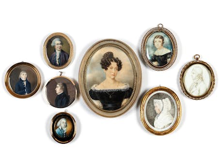Konvolut von insgesamt acht Miniaturen des 18./ 19. Jahrhunderts